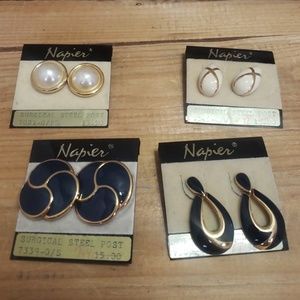 4 vintage pair, Napier pierced earrings